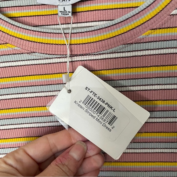 NWT Fate Kristen Striped Pink Mini Dress Size Large - Picture 5 of 7